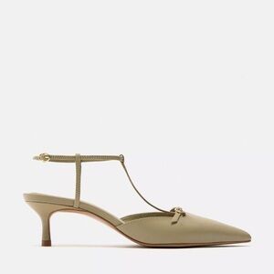 Zara Women's khaki green Strappy Heels